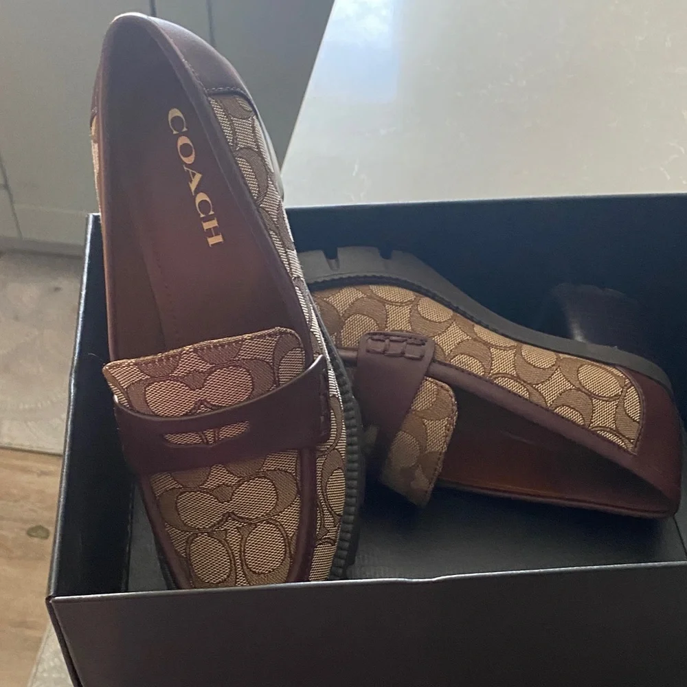 Coach Brown Patterned Loafers - Picture 2 of 5